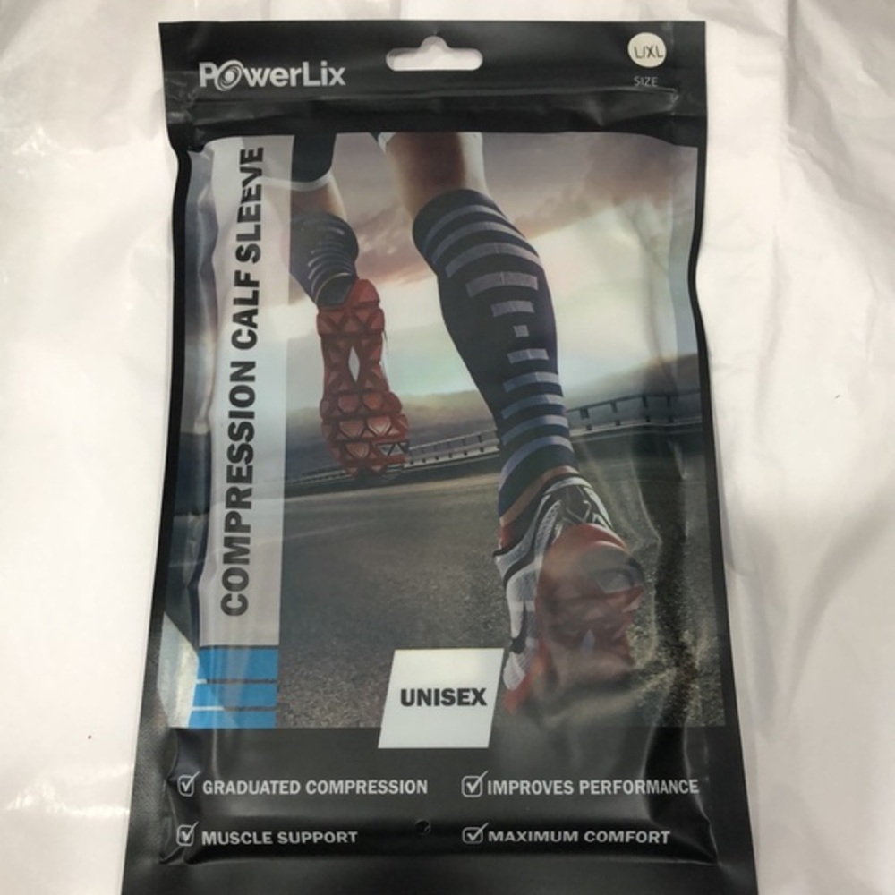 PowerLix unisex Calf Compression Supreme Shin‎ Splint Sleeves sz L/XL new-1 pair